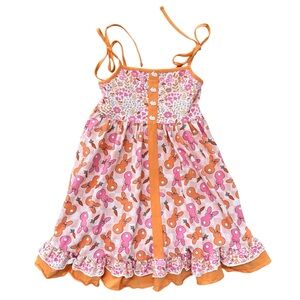 Cheeky Plum Pink and Orange Floral Bunny Print Dress size 7 NWT